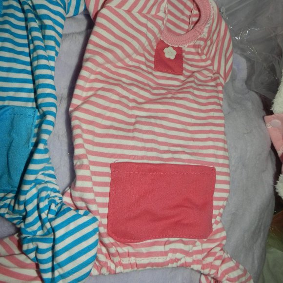 NWOT Adoriable Dog 🐾Pet Blue/Peach/White Pajamas Set of 2 Small/Medium - Picture 3 of 13